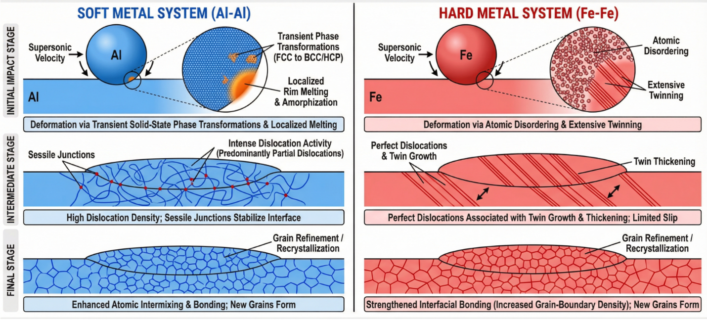 Read more about the article Atomic-scale defect-mediated interfacial bonding in cold spray: FCC vs. BCC metal systems
